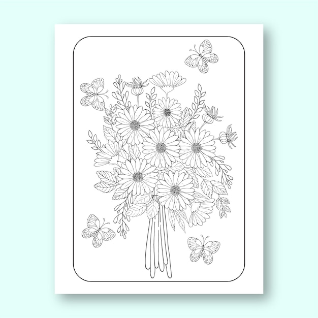 Vector dibujos florales para colorear para adultos y niños