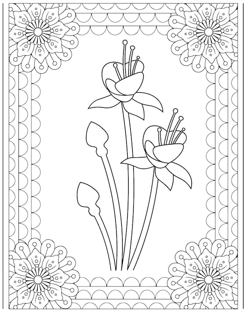 Dibujos de flores para colorear Interior de niños