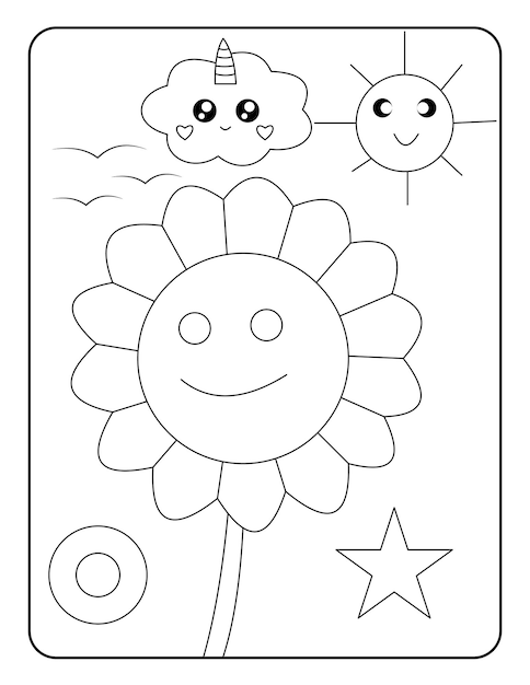 Vector dibujos de flores para colorear para niños