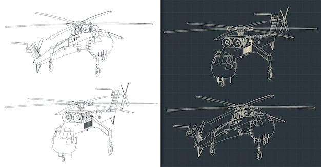 Dibujos del helicóptero de la grúa