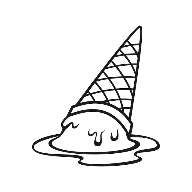 Dibujos de ilustración de contorno vectorial de helado derretido sobre un fondo blanco