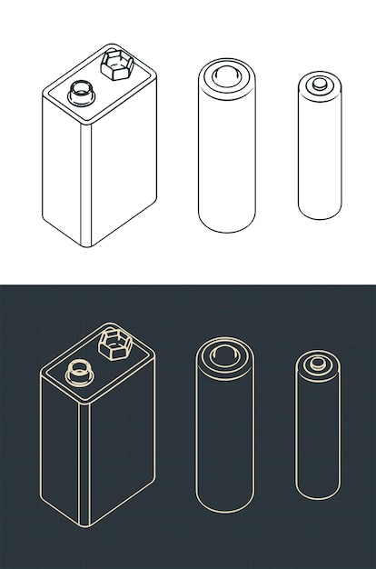 Dibujos isométricos de las diferentes baterías
