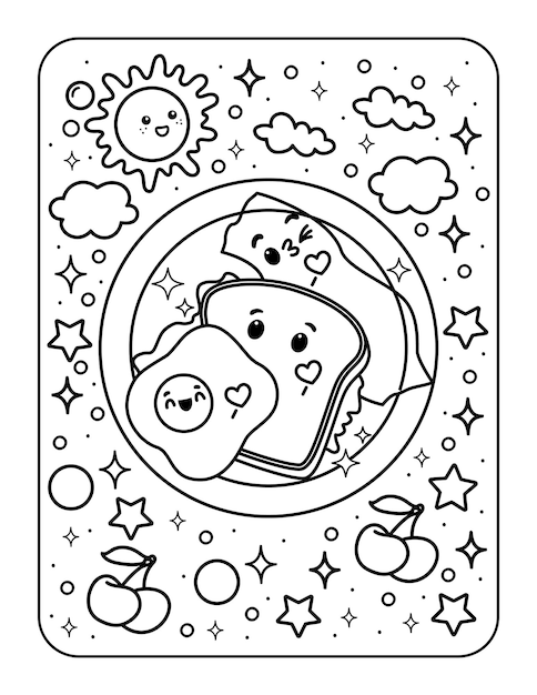 Vector dibujos kawaii para colorear para niños