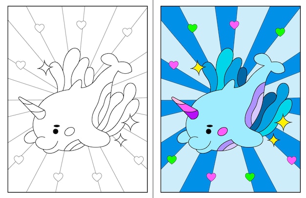 Dibujos Kawaii De Narvales Para Colorear