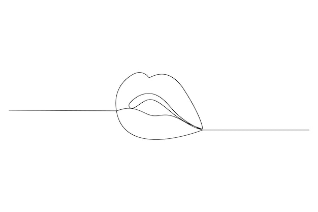 Dibujos en línea continua de labios Logotipo de labios de mujer en fondo blanco Ilustración vectorial