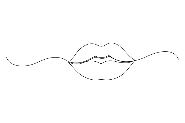 Dibujos en línea continua de labios Logotipo de labios de mujer en fondo blanco Ilustración vectorial