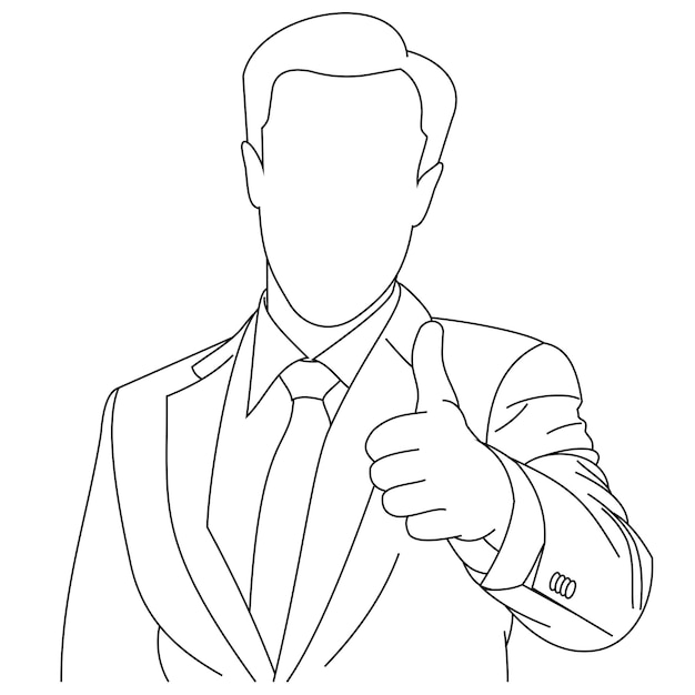 Dibujos lineales de ilustración de un hombre joven que muestra el signo ok buen trabajo al hombre le gusta comentarios positivos