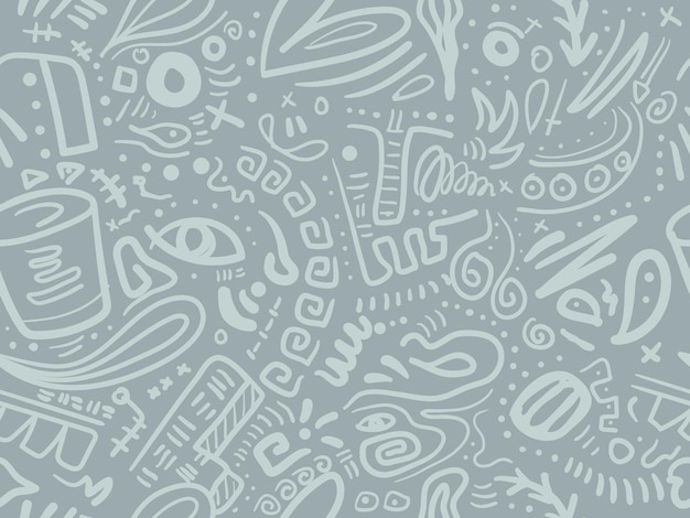 Dibujos de líneas abstractas de formas orgánicas con fondo sin costuras vectorial