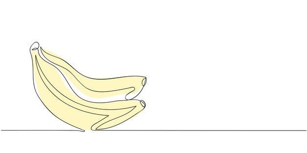 Dibujos de líneas continuas de plátanos Frutas tropicales dibujadas a mano sobre un fondo blanco Ilustración vectorial