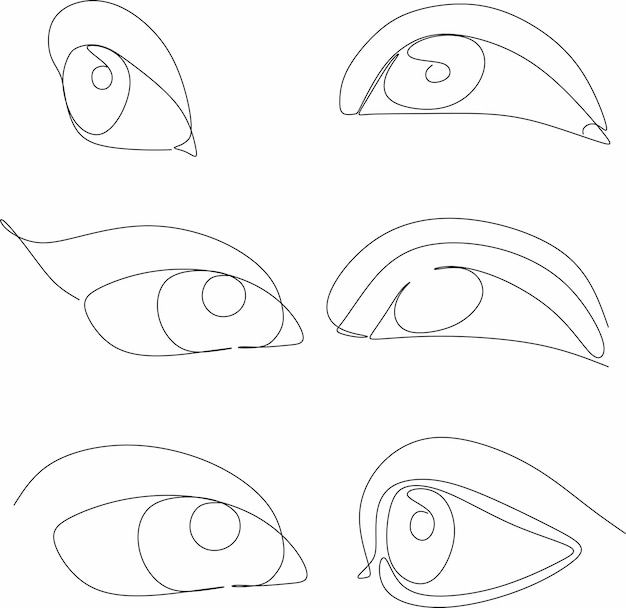 Dibujos de líneas de un hermoso ojo dibujado a mano