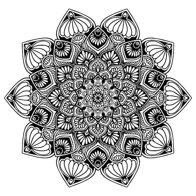 Vector dibujos de mandalas, terapia oriental.