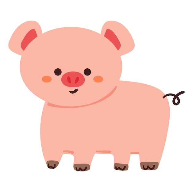 dibujos a mano de dibujos animados cerdo animal lindo garabateo