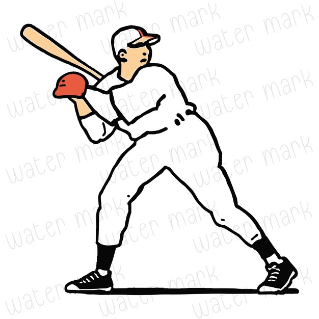 dibujos a mano Estilo de dibujos animados sobre el tema del deporte de béisbol Jugador dibujado con tinta de las manos sin una ilustración