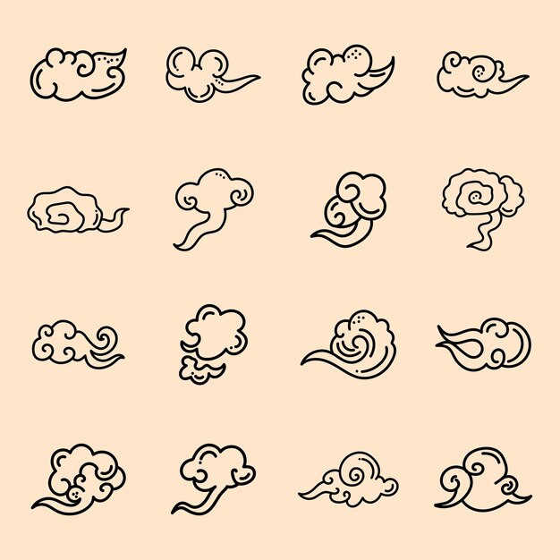 Dibujos a mano Vector de descarga gratuita de patrones de nubes de colección