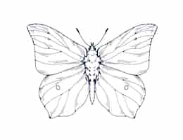 Vector dibujos de mariposas en estilo vintage contorno de azufre, polilla grabada, insecto retrógrado dibujado a mano, grabado detallado de bocetos, gonepteryx rhamni ilustración vectorial dibujada aislada sobre fondo blanco