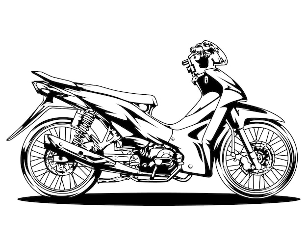 Dibujos de motocicletas en blanco y negro ilustración vectorial