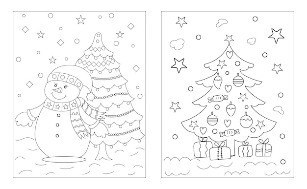 Vector dibujos navideños para colorear pastel navideño con decoración festiva