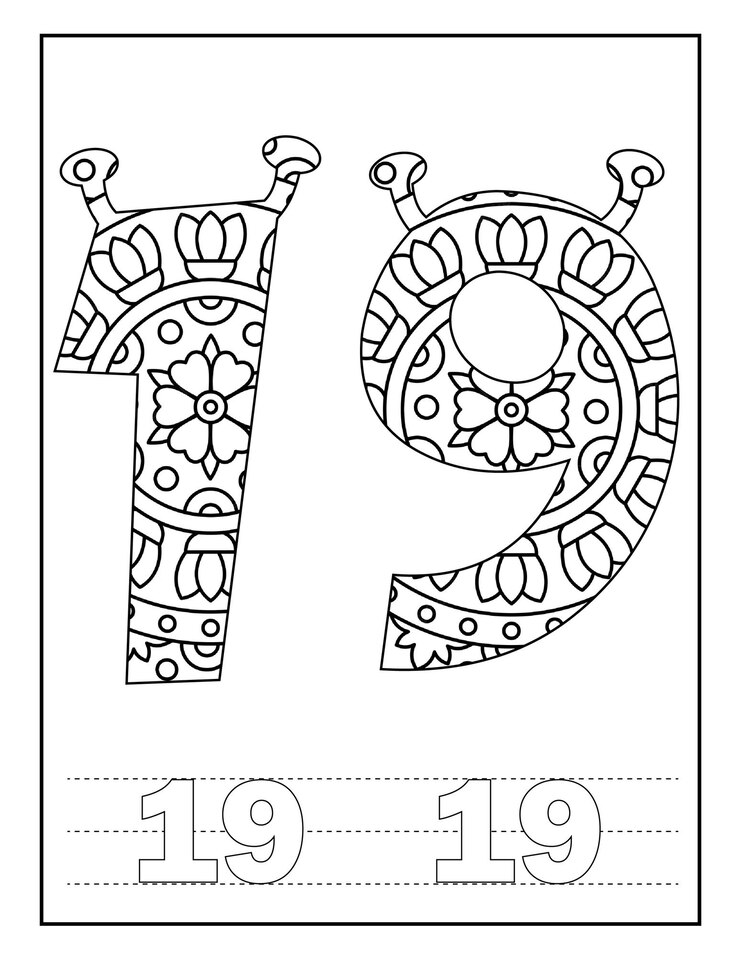 Vector dibujos de números de mandalas para colorear