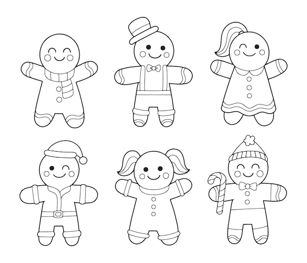 Dibujos de pan de jengibre para colorear | Vector Premium Dibujos de pan de jengibre para colorear | Vector Premium
