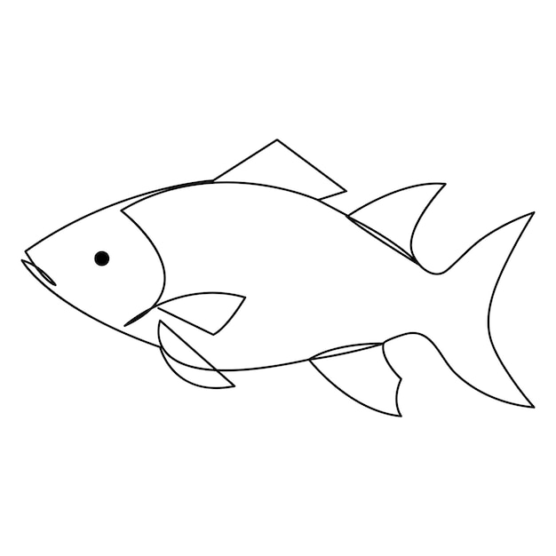 Dibujos de peces con una sola línea continua dibujos de animales marinos dibujos a mano ilustración vectorial de contorno