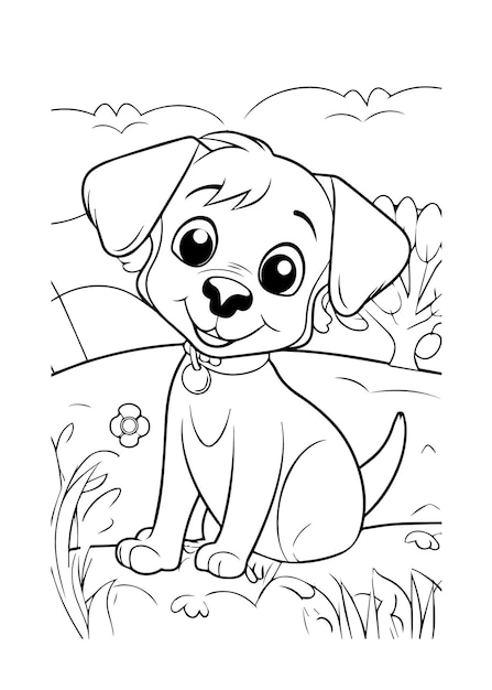 Dibujos de perros para colorear Cachorros para colorear y animales para colorear para niños Arte de línea de perros