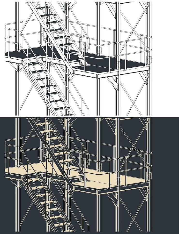 Vector dibujos de la plataforma de la planta en primer plano