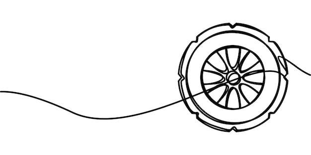 Dibujos de ruedas de automóviles de una línea