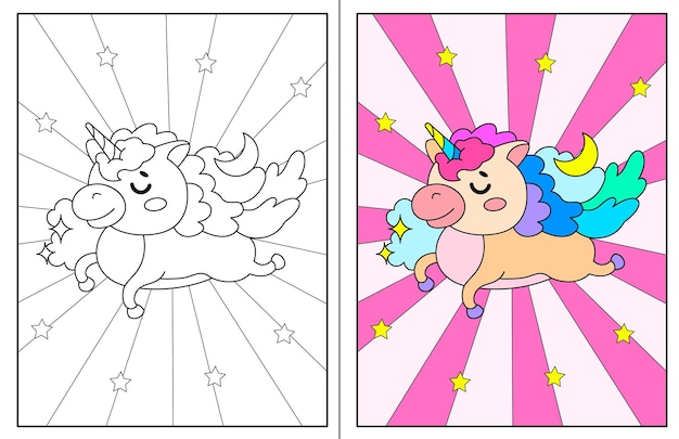 dibujos de unicornios kawaii para colorear
