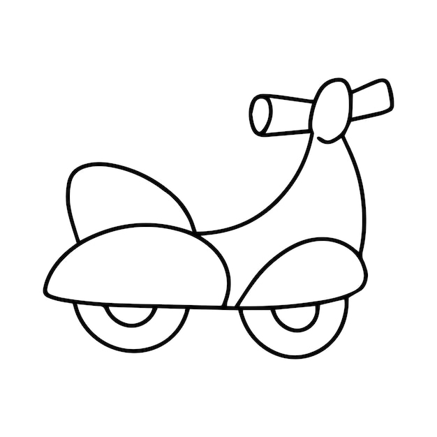 Dibujos vectoriales Dibujo animado de un transporte automático de motocicleta Libro de colorear para niños Página de colorear