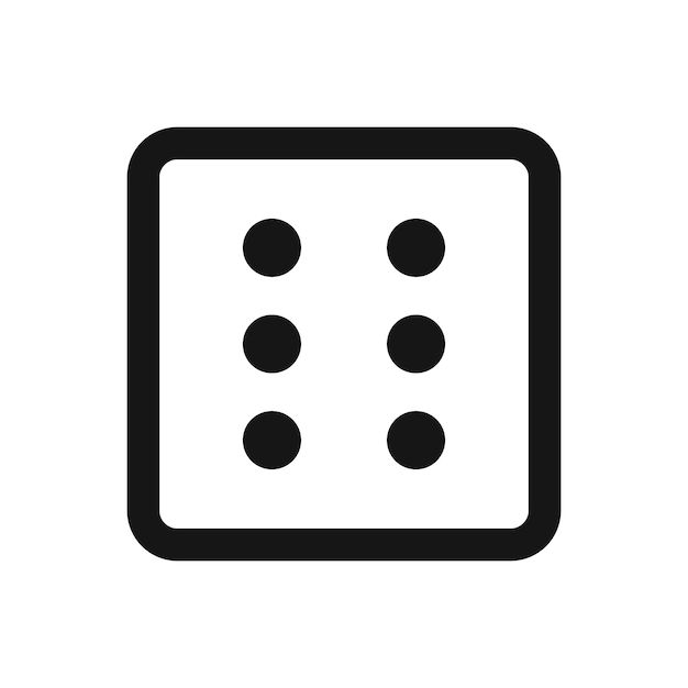 Dice Six Icon Vector de arte de línea negra