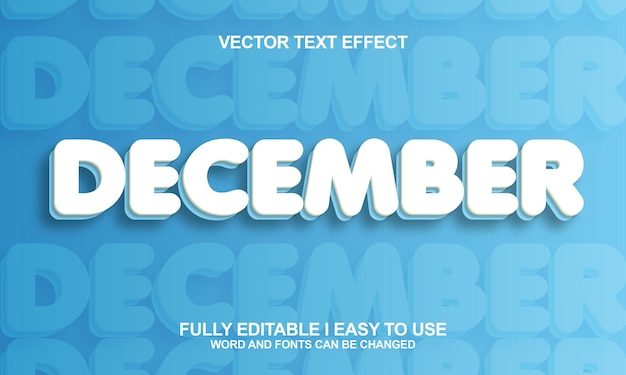Diciembre Efectos de texto vectorial de fuentes editables