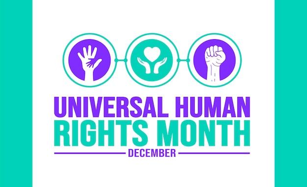 Diciembre es el concepto de vacaciones de la plantilla de fondo del mes universal de los derechos humanos