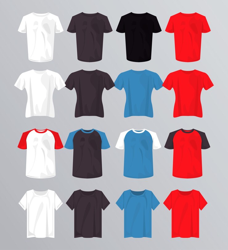 Vector dieciséis camisetas de maqueta establecen colores.