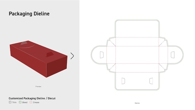 Dieline de la caja de la bandeja de extremo