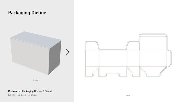 Dieline de la caja de extremo del producto