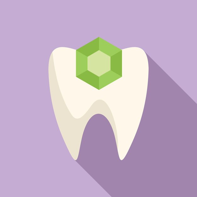 Diente blanco con gema verde que ilustra el cuidado dental y la salud