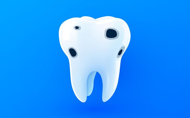 Diente con caries enfermedad dental manchas negras cuidado dental protección y blanqueo