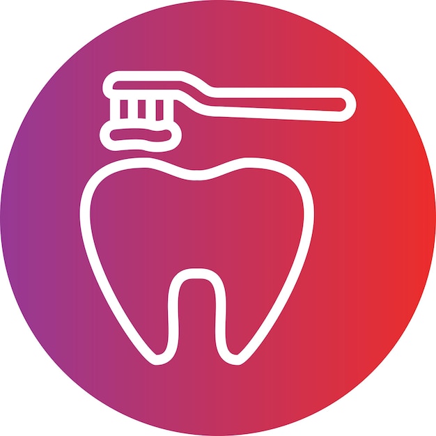 un diente con un cepillo de dientes en un círculo rosa