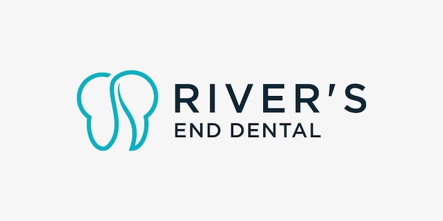 Diente Diente Dentista Odontología River Creek Diseño de logotipo Icono vectorial simple logotipo creativo simple
