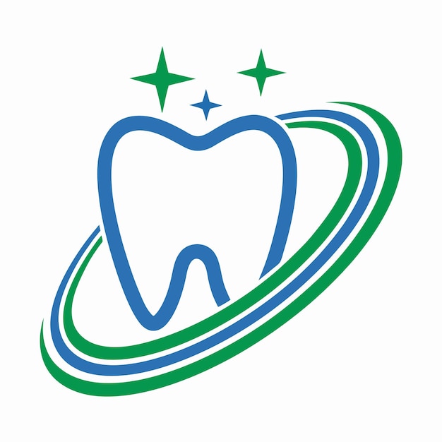 Diente con diseño de logotipo vectorial de chispas