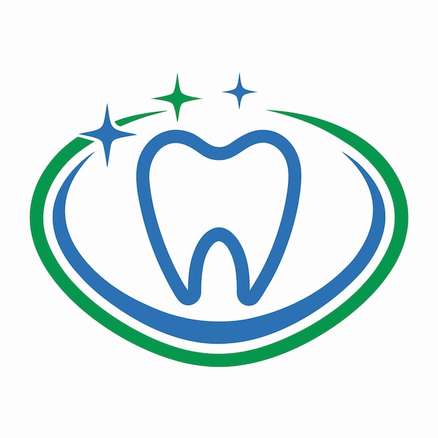 Diente con diseño de logotipo vectorial de chispas