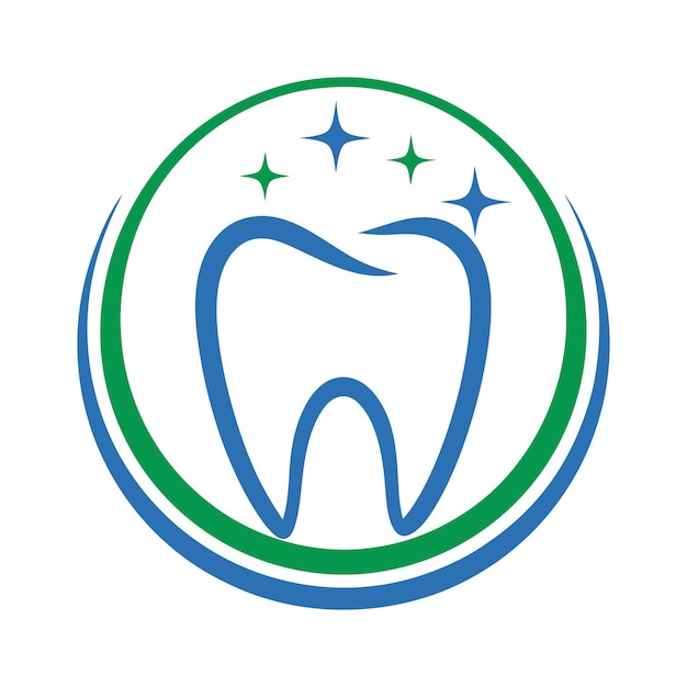 Diente con diseño de logotipo vectorial de chispas