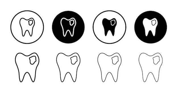 Diente con icono de caries Marca de símbolo en estilo llenado