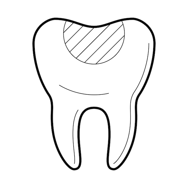 Vector diente con ilustración de vector de icono de relleno