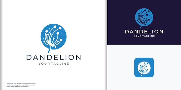Diente de león Logo Vector Planta Diente de león flor Diseño Icono Plantilla