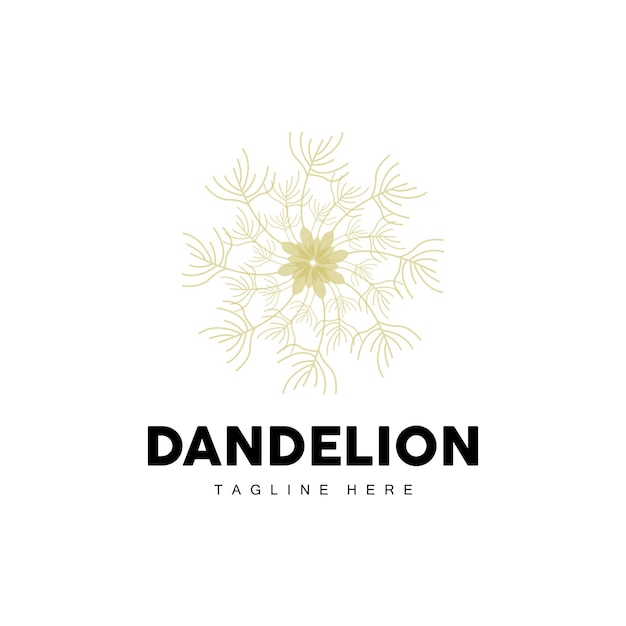 Diente de león Logo Vector Planta Diente de león flor Diseño Icono Plantilla