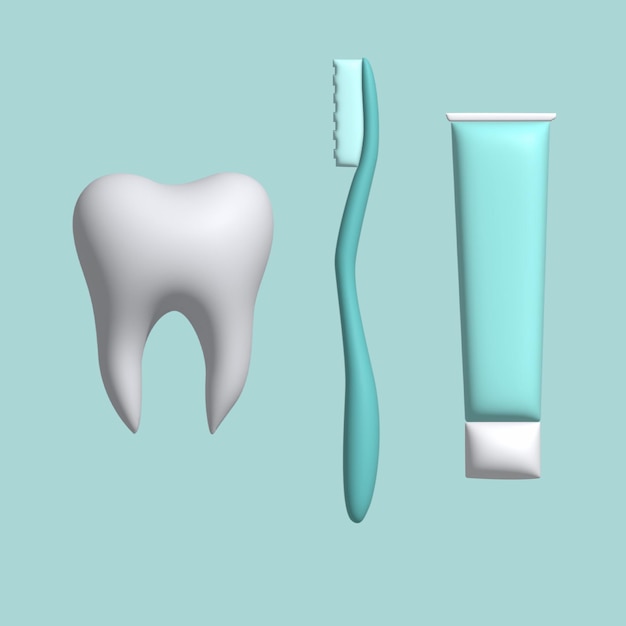 Vector diente salud oral y concepto dental estilo de dibujos animados de objetos 3d realistas ilustración vectorial