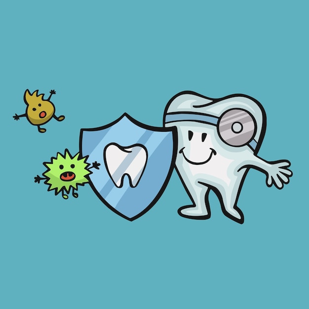 diente sano protegido contra las bacterias vector de la higiene bucal