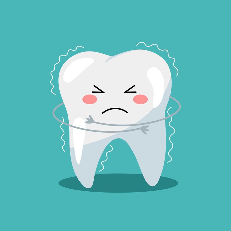 Vector diente sensible de dibujos animados ilustración vectorial para niños odontología y ortodoncia