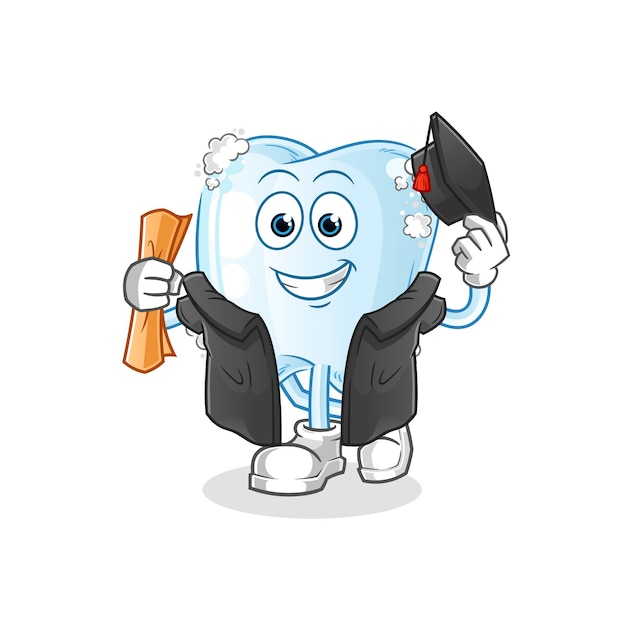 Diente con vector de graduación de espuma. personaje animado